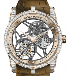 Mysterious Pink Gold Cases Roger Dubuis Excalibur 42 Jewellery Skeleton Flying Tourbillon Fake Watches