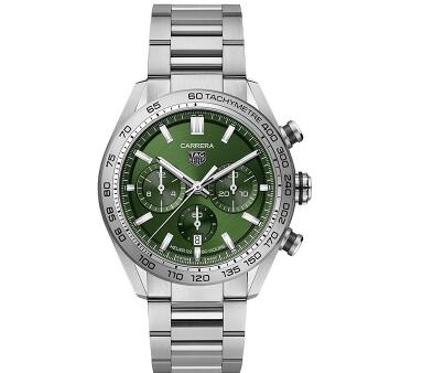 The TAG Heuer with green dial looks eye-catching and special.